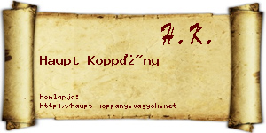 Haupt Koppány névjegykártya